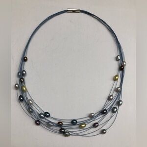 Honora Multistrand Necklace with Blue and Gold Pearls